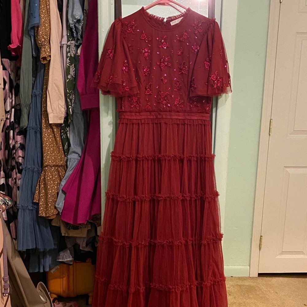 Ivy City Co Red Anastasia Embroidered Dress